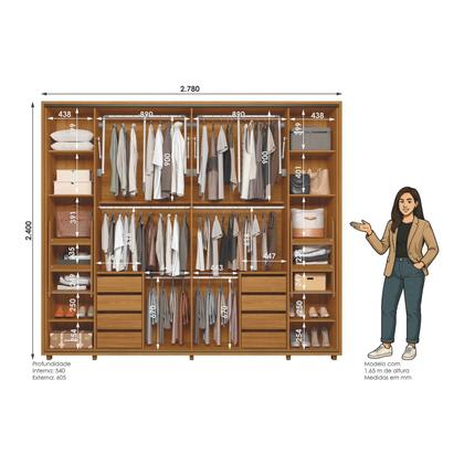 Imagem de Guarda Roupa Casal 2 Portas de Correr 100% MDF com Espelho e Pés Dali