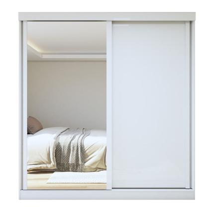 Imagem de Guarda-Roupa Casal 2 Portas de Correr 2 Gavetas com Espelho MDF 179cm Zeine Branco