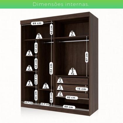 Imagem de Guarda Roupa Casal 2 Portas de Correr 3 Gavetas Búzios 100% MDF