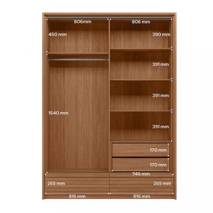 Imagem de Guarda Roupa Casal 2 Portas de Correr 4 Gavetas Ripada Flex Democrata Santos Andira