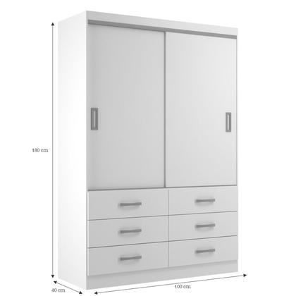 Imagem de Guarda Roupa Casal 2 Portas de Correr 6 Gavetas Veneza Yescasa Branco
