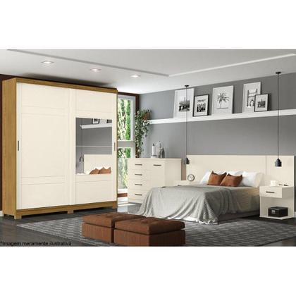 Imagem de Guarda Roupa Casal 2 Portas de Correr e 3 Gavetas Verg Branco/Rosa - Henn