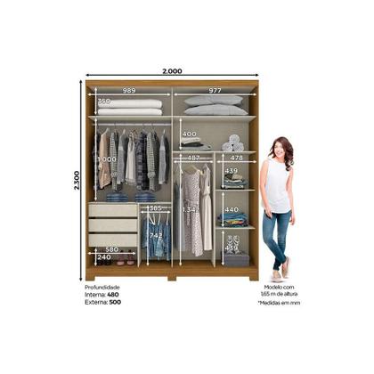 Imagem de Guarda Roupa Casal 2 Portas de Correr e 3 Gavetas Verg Branco/Rosa - Henn