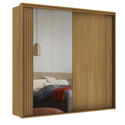 Imagem de Guarda Roupa Casal 2 Portas MDF Ripado com Espelho Imperium Belmax