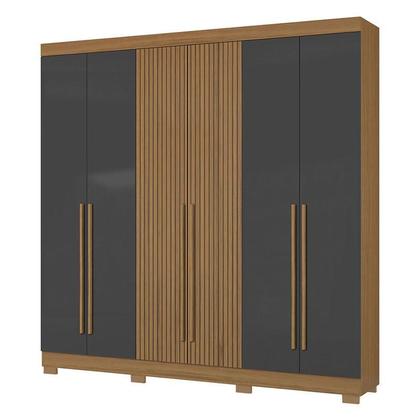 Imagem de Guarda Roupa Casal 2030230 com Multiuso New 2000192 e Cômoda 2014140 Atacama Grafite - Aramóveis