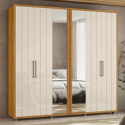 Imagem de Guarda Roupa Casal 250cm Com Espelho Vibe Off/Cinamomo Z10 - Mpozenato
