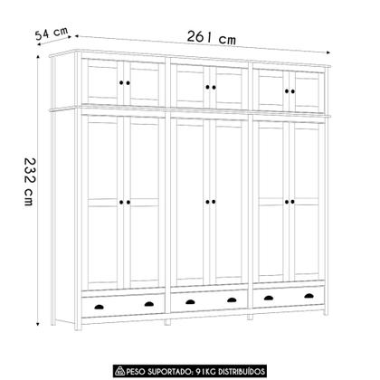 Imagem de Guarda Roupa Casal 261cm Com Espelho Lázio Freijó F07 - Mpozenato