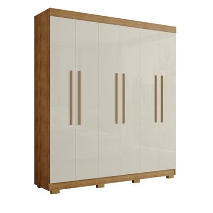 Imagem de Guarda Roupa Casal 2m 6 Portas 4 Gavetas Porto Bello Cedro e Areia - Rud Rack