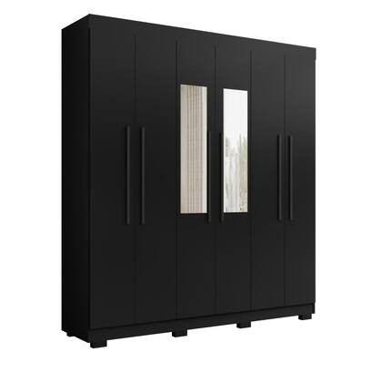 Imagem de Guarda Roupa Casal 2m com Espelho 6 Portas Porto Bello Preto - Rud Rack