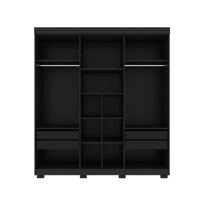 Imagem de Guarda Roupa Casal 2m com Espelho 6 Portas Porto Bello Preto - Rud Rack