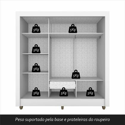 Imagem de Guarda Roupa Casal 3 Portas 1 Gavetas Alice Branco