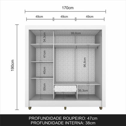 Imagem de Guarda Roupa Casal 3 Portas 1 Gavetas Alice Branco