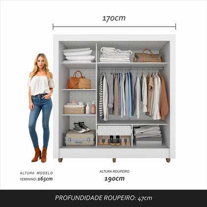 Imagem de Guarda Roupa Casal 3 Portas 1 Gavetas Alice Branco