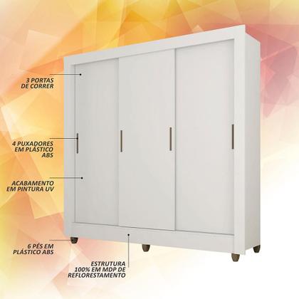 Imagem de Guarda Roupa Casal 3 Portas 1 Gavetas Alice Branco