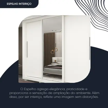 Imagem de Guarda-roupa Casal 3 Portas 1 Porta Espelhada com Pés Milão Yescasa 100% MDF