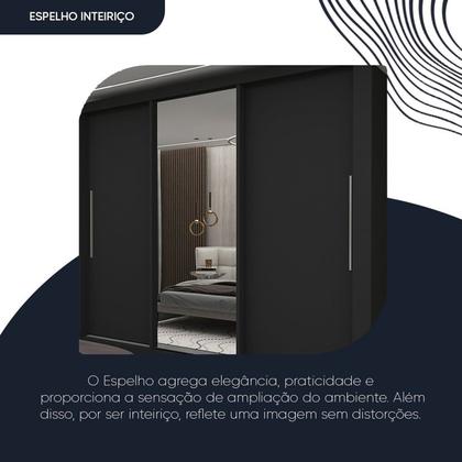 Imagem de Guarda-roupa Casal 3 Portas 1 Porta Espelhada com Pés Milão Yescasa 100% MDF