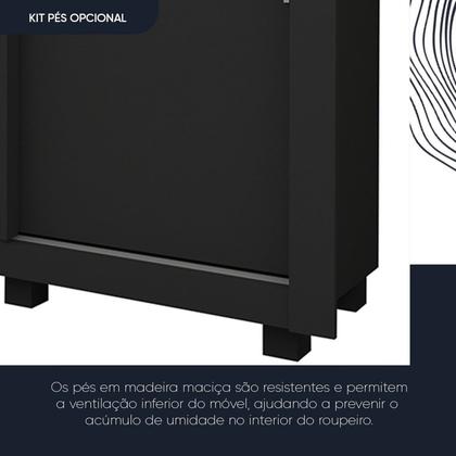 Imagem de Guarda-roupa Casal 3 Portas 1 Porta Espelhada com Pés Milão Yescasa 100% MDF