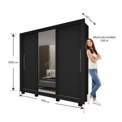 Imagem de Guarda-roupa Casal 3 Portas 1 Porta Espelhada com Pés Milão Yescasa 100% MDF