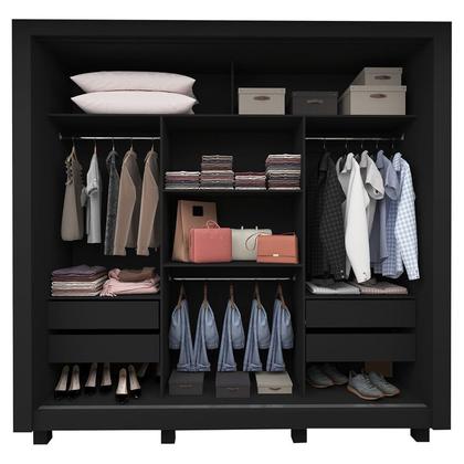 Imagem de Guarda-roupa Casal 3 Portas 1 Porta Espelhada com Pés Milão Yescasa 100% MDF