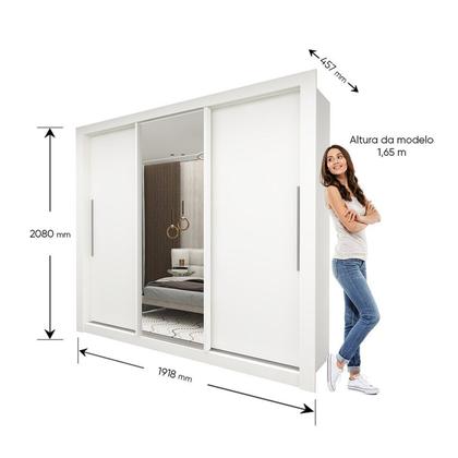 Imagem de Guarda-roupa Casal 3 Portas 1 Porta Espelhada Milão Yescasa 100% MDF