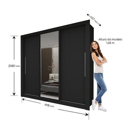 Imagem de Guarda-roupa Casal 3 Portas 1 Porta Espelhada Milão Yescasa 100% MDF