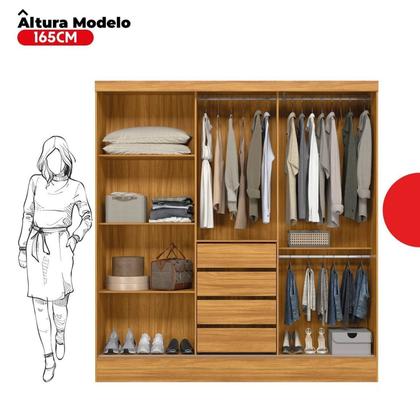 Imagem de Guarda-roupa Casal 3 Portas 4 Gavetas Plata