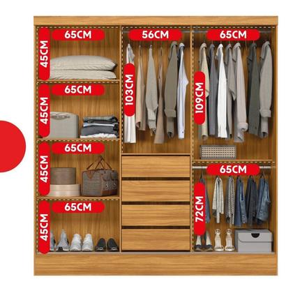 Imagem de Guarda-roupa Casal 3 Portas 4 Gavetas Plata