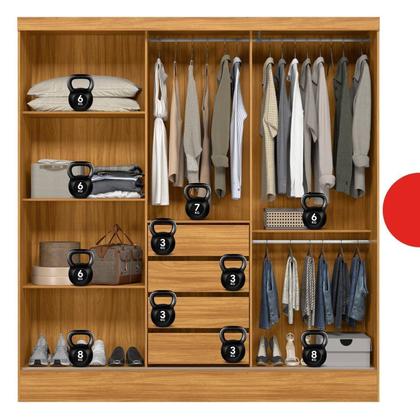 Imagem de Guarda-roupa Casal 3 Portas 4 Gavetas Plata