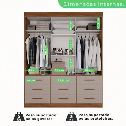 Imagem de Guarda Roupa Casal 3 Portas 9 Gavetas com Espelho Luana
