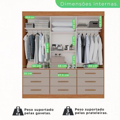 Imagem de Guarda Roupa Casal 3 Portas 9 Gavetas com Espelho Luana