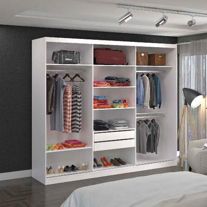 Imagem de Guarda-Roupa Casal 3 Portas Com 3 Espelhos Branco Foscarini