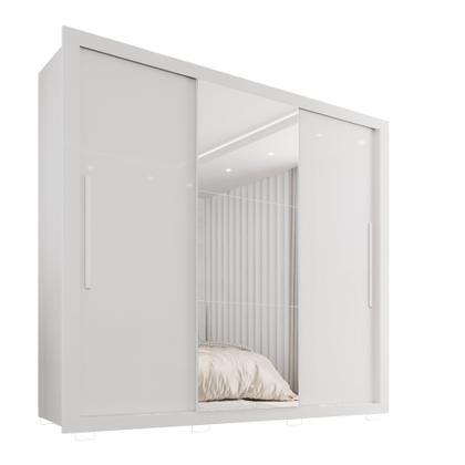 Guarda-Roupa Casal 3 Portas com Espelho Central e 4 Gavetas Costa Rica - Sallêto Móveis Imagem de Guarda-Roupa Casal 3 Portas com Espelho Central e 4 Gavetas Costa Rica