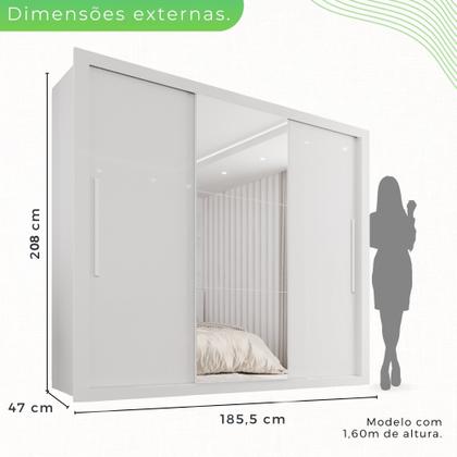 Guarda-Roupa Casal 3 Portas com Espelho Central e 4 Gavetas Costa Rica - Sallêto Móveis Imagem de Guarda-Roupa Casal 3 Portas com Espelho Central e 4 Gavetas Costa Rica