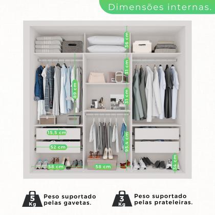 Guarda-Roupa Casal 3 Portas com Espelho Central e 4 Gavetas Costa Rica - Sallêto Móveis Imagem de Guarda-Roupa Casal 3 Portas com Espelho Central e 4 Gavetas Costa Rica
