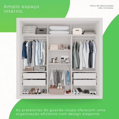 Guarda-Roupa Casal 3 Portas com Espelho Central e 4 Gavetas Costa Rica - Sallêto Móveis Imagem de Guarda-Roupa Casal 3 Portas com Espelho Central e 4 Gavetas Costa Rica