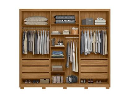 Guarda Roupa Casal 3 Portas Com Espelho Moval Arizona Freijó/Off