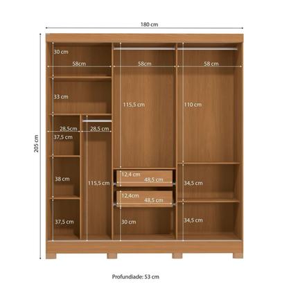 Imagem de Guarda-roupa Casal 3 Portas com Espelho Móveis Kappesberg