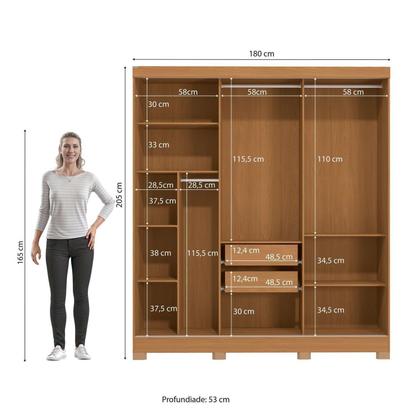 Imagem de Guarda-roupa Casal 3 Portas com Espelho Móveis Kappesberg