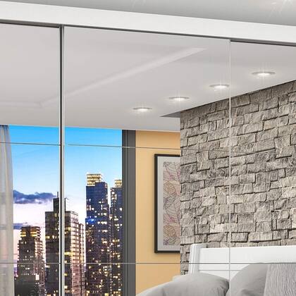 Imagem de Guarda-Roupa Casal 3 Portas com Espelho Porto Premium Espresso Móveis Branco