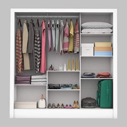 Imagem de Guarda-Roupa Casal 3 Portas com Espelho Porto Premium Espresso Móveis Branco