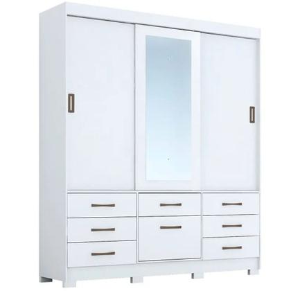 Imagem de Guarda-Roupa Casal 3 Portas Correr 7 Gavetas Luíza Panan Roupeiro