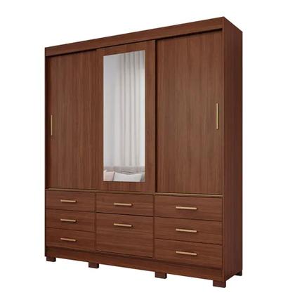 Imagem de Guarda-Roupa Casal 3 Portas Correr 7 Gavetas Luíza Panan Roupeiro