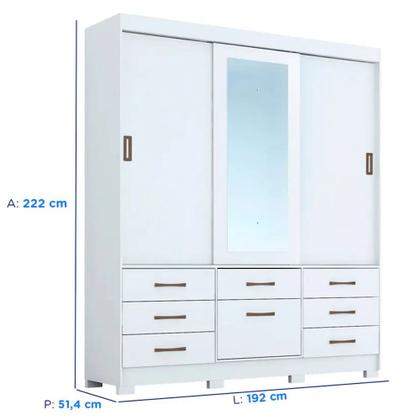 Imagem de Guarda-Roupa Casal 3 Portas Correr 7 Gavetas Luíza Panan Roupeiro