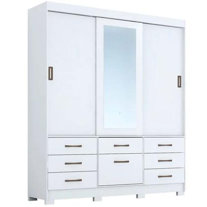Imagem de Guarda-Roupa Casal 3 Portas Correr 7 Gavetas Luíza Panan Roupeiro