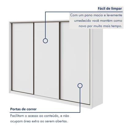 Imagem de Guarda Roupa Casal 3 Portas de Correr 6 Gavetas 270,5cm Spazio 100% MDF