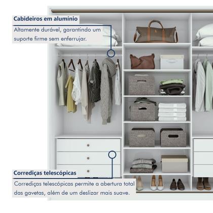 Imagem de Guarda Roupa Casal 3 Portas de Correr 6 Gavetas 270,5cm Spazio 100% MDF