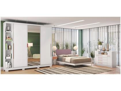 Imagem de Guarda Roupa Casal 3 Portas de Correr 6 Gavetas Branco F542