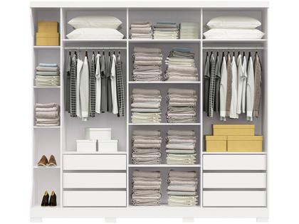 Imagem de Guarda Roupa Casal 3 Portas de Correr 6 Gavetas Branco F542