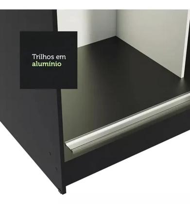 Imagem de Guarda Roupa Casal 3 Portas de correr com 6 Pés Cor Preto Com Espelho - Maxel Móveis