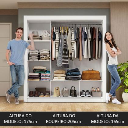 Imagem de Guarda-Roupa Casal 3 Portas de Correr com Espelho Branco Nobre Madesa